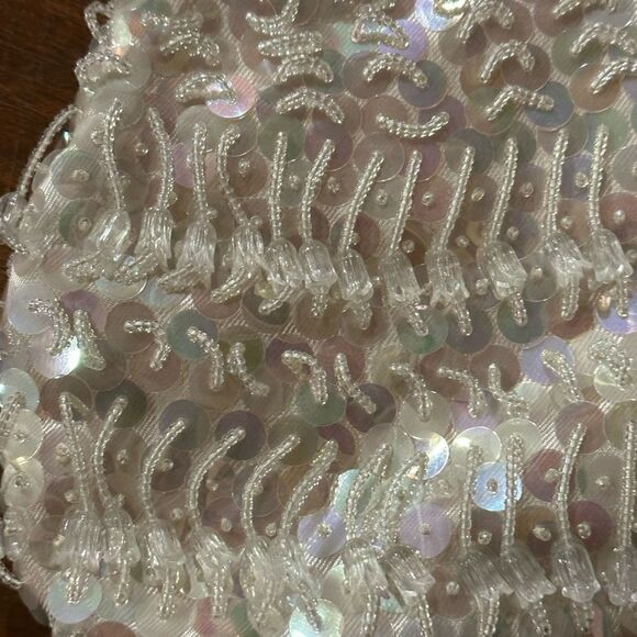Vintage white purse, small beaded hand made, 80s vintage, wedding